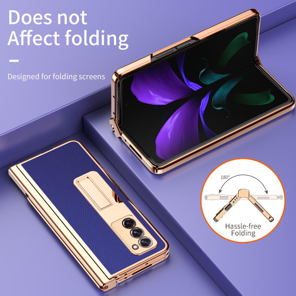 Anti -Scratch Plating Leather Cover Case For Samsung Galaxy Z Fold 4 3 Fold4 Fold2 Fold3 Fold 2 5g Glass Protector Film Coque