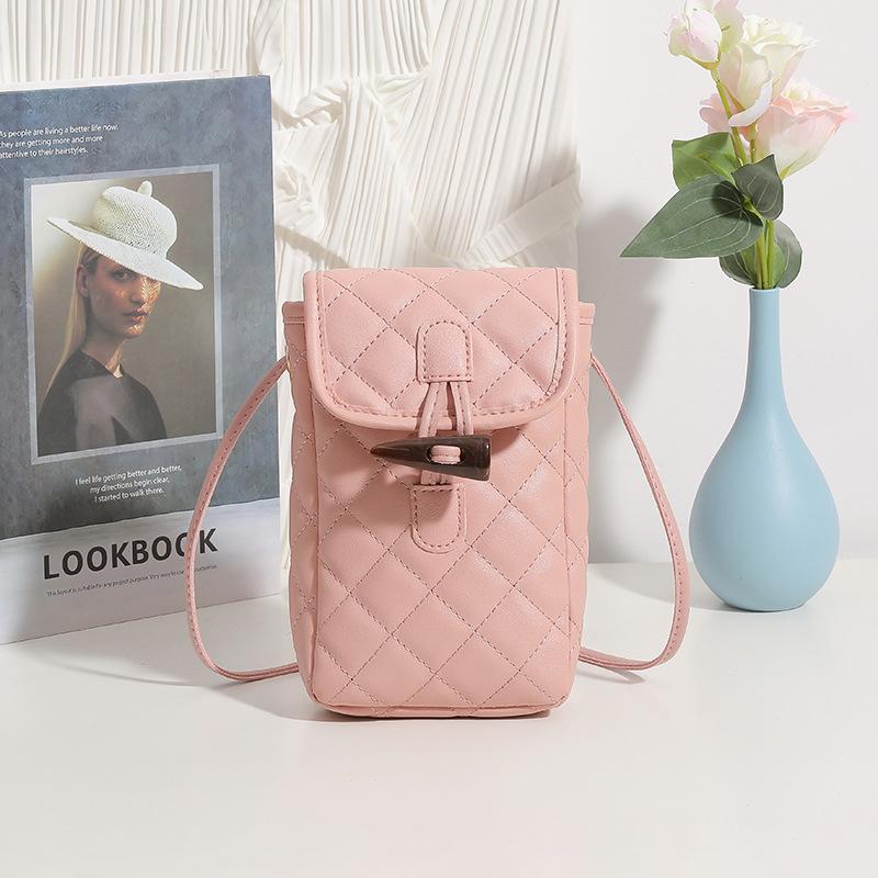 Casual embroidery rhombus shoulder messenger mobile phone bag, a new versatile women's bag