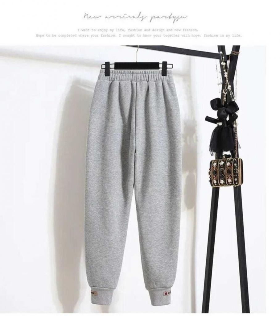 Women's Velvet Fleece-Lined Jogger Pants - Casual, Loose-Fit Harem Style