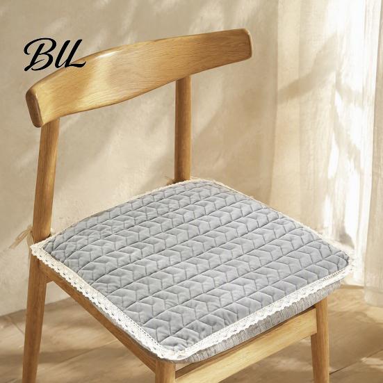 Warm Seat Cushion for Hard Chairs Plush Chair Pad with Ties, Non Slip Lace Trim, Washable Pads Straps 16 x Inch Dining Office Comfortable