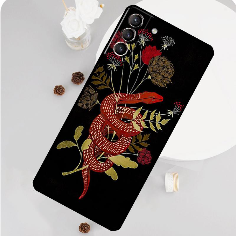 Snake Flower Phone Case For Samsung Galaxy S25 S26 Ultra S20 S21 S22 S23 S24 Plus S10 S25 FE Funda Cover
