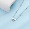 Halskette aus S925er Sterlingsilber mit hochwertiger, super funkelnder Diamant-Sternschleifen-Halskette, süße und farbenfrohe Liebes-Mondlicht-Steinschloss-Knochenkette