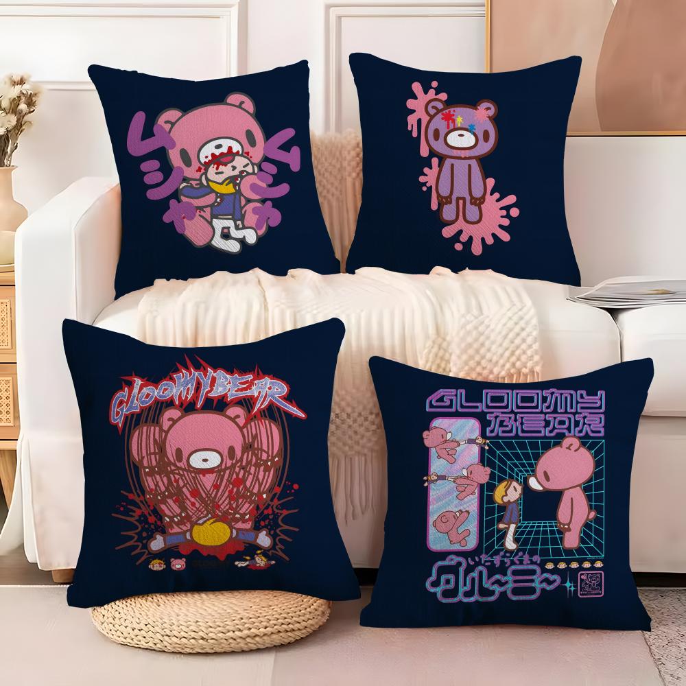 Cartoon G-GloomyS Bear Cushion Cover Soft Plush Fabric Double-Sided Printed Sofa Cushion Cover for All Seasons Home Decor Gift