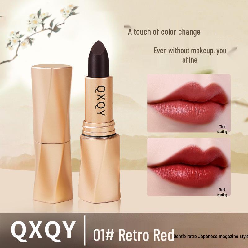 QXQY Black Velvet Matte Lipstick: Non-Stick, Long-Lasting, Waterproof, Complexion Brightening