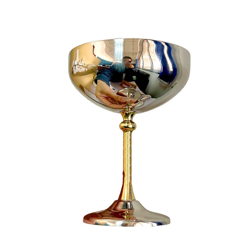 

Салатница из нержавеющей стали 304, ретро-стакан для мороженого, креативная десертная чашка, барная стойка с высокими ножками, серебряные аксессуары для ресторана