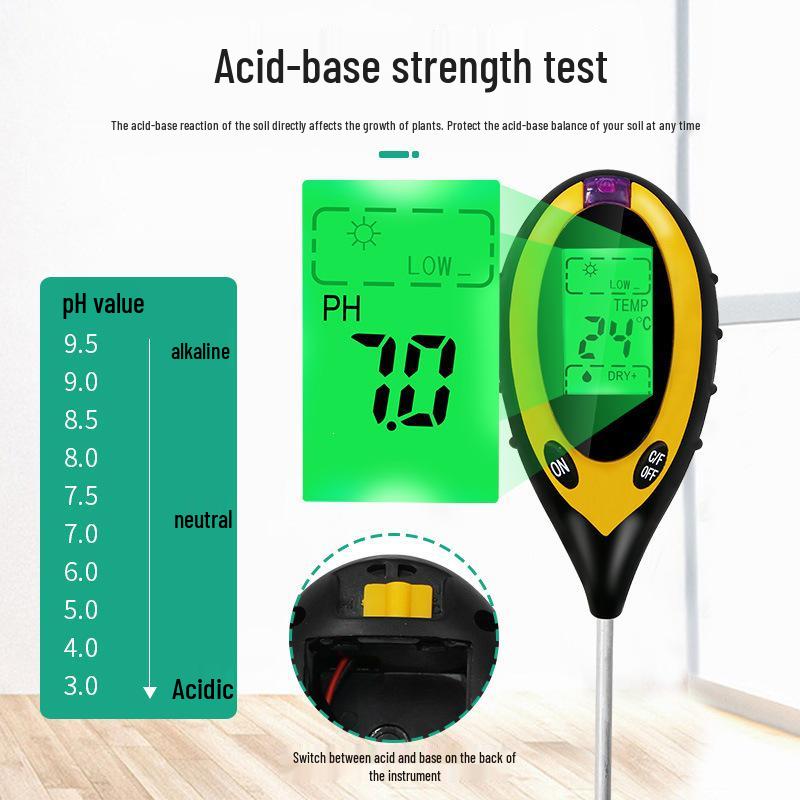 4-in-1 Electronic Soil Tester: PH, Light, Temperature, Humidity Meter