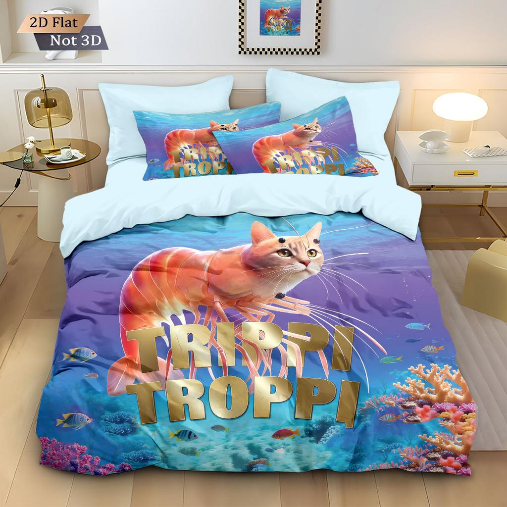 ai Brainrot Tung Tung Sahur Bedding Set Cartoon Bedroom Decoratio Duvet Cover Pillowcase Children and adults holiday gifts