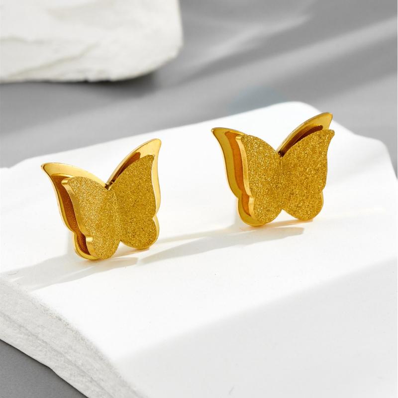 Schmetterling Anhänger Halsketten Ohrstecker Armband für Damen Edelstahl Nicht Verblassend Exquisiter Schmuck Geburtstagsgeschenk