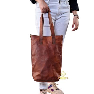 Women's Messenger Bag 14X14 Inch Leather Shoulder Bag Brown Shopping Satchel