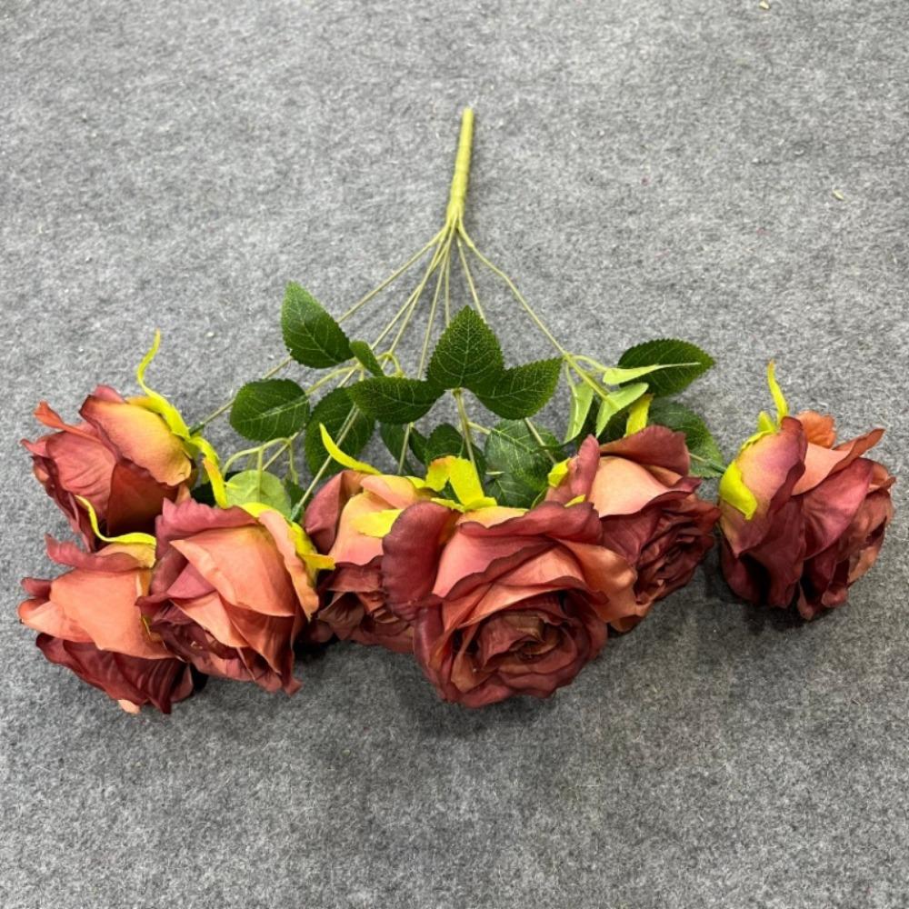 7 Heads Real Happy Rose Flower 9 Colors Mini Valentine's Day Flowers Photography Photo Gift Crystal Grass Bouquet
