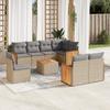 9-Cz. Garden Furniture Set With Cushions, Beige, Poly Rattan