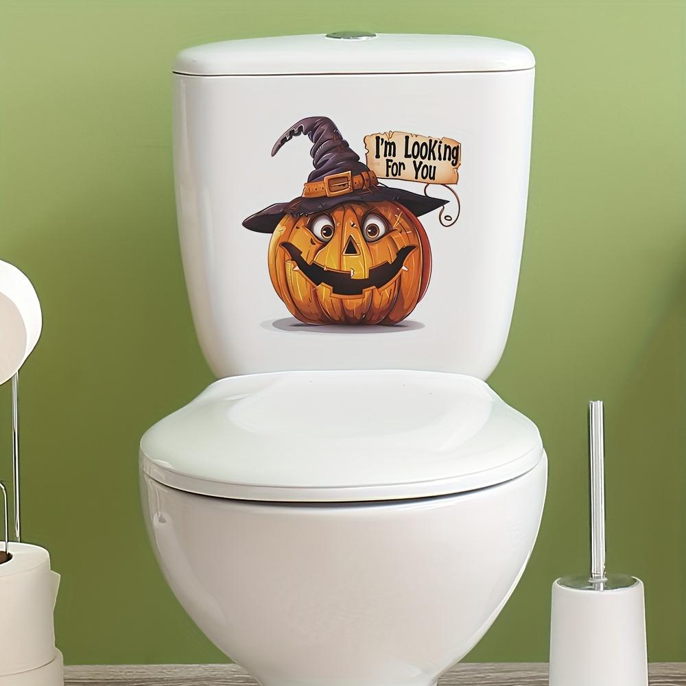 1PC Halloween Pumpkin Witch Hat Toilet Cover Stickers Horror Self-Adhesive Home Decoration PVC Stickers Restroom Decor