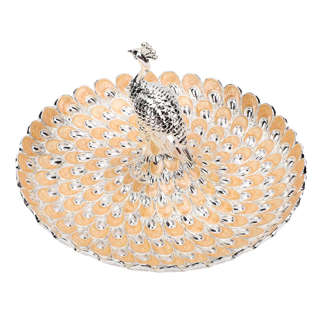 Peacock Fruit Tray Zinc Alloy Metal Peacock Plate for Bread Snacks Cakes   Candies