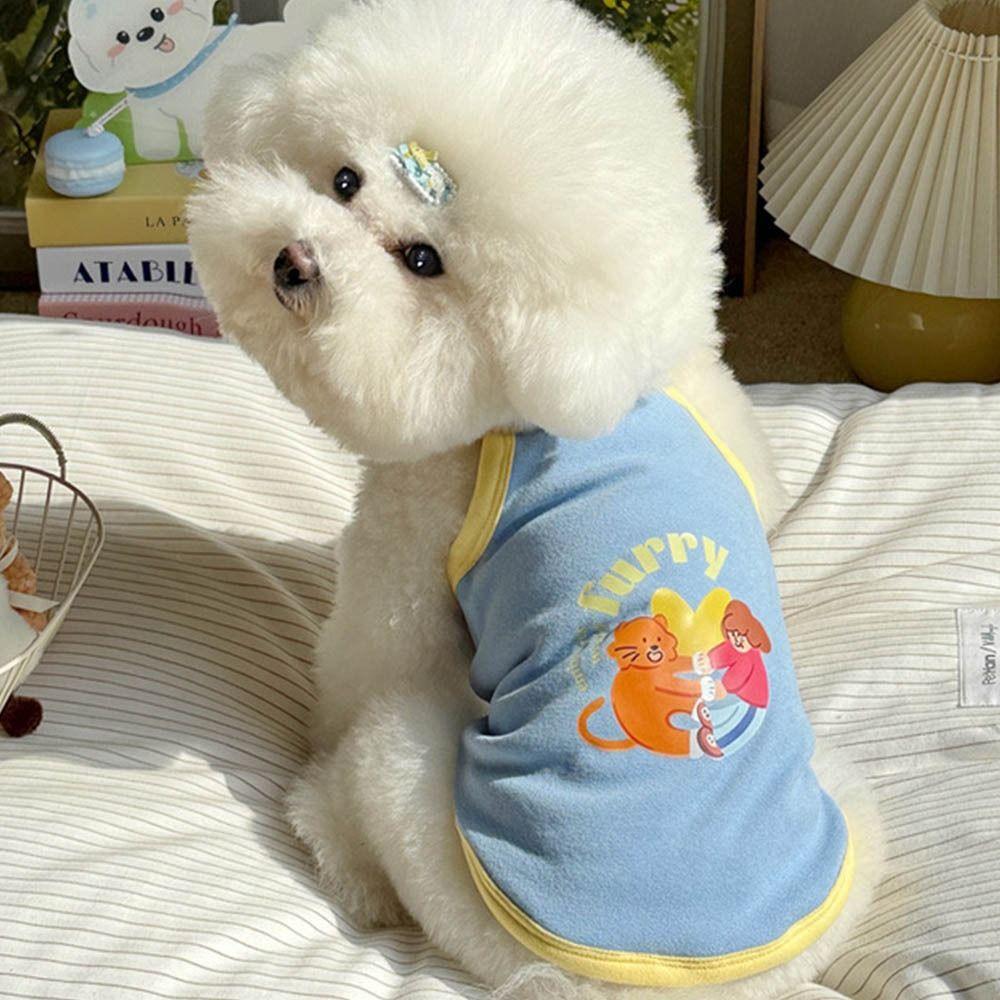 Thin Strap Dogs Vest Printed Design Small Dog Cat Dress T-Shirt Puppy Camisole Spring and Summer
