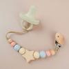 Star Pacifier Holder Clips Wood Baby Teether Toys Straps Adjustable Baby Pacifier Chain  Toddler
