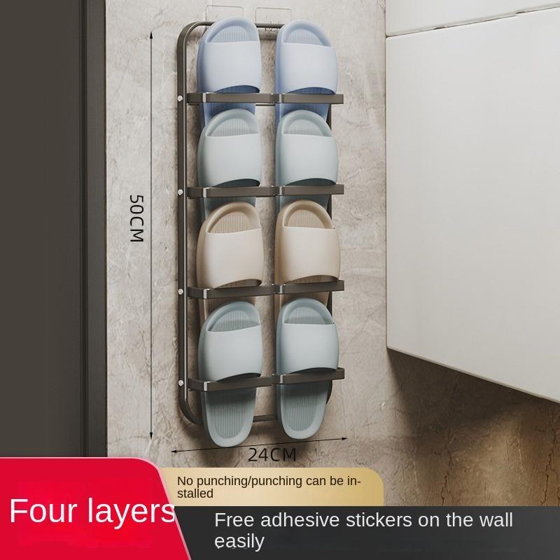 Bathroom Slipper Rack Wall Mount Shoe Organizer Storage Rack Toilet Hanging Holder Balcony Drying Shelf Bathroom Accessories