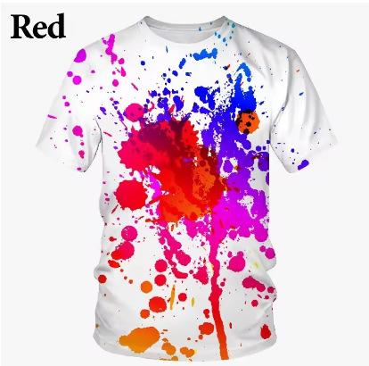 Fashion Women's T-Shirt Summer New Graffiti 3D Printed T-Shirt Color Spray Fashion Art Art Design Wide Short Sleeve Top