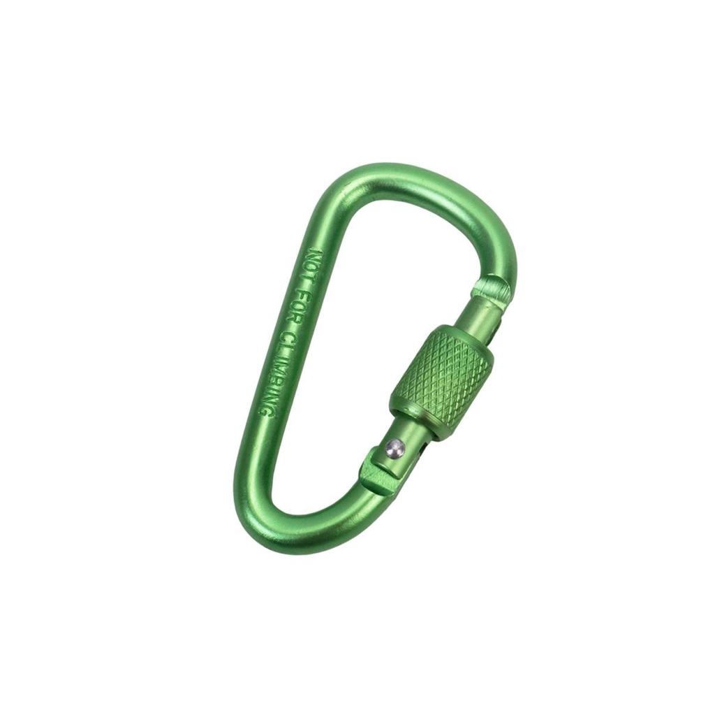 D-Shaped Locking Aluminum Carabiner No. 6 with Keyring for Backpack and Rope