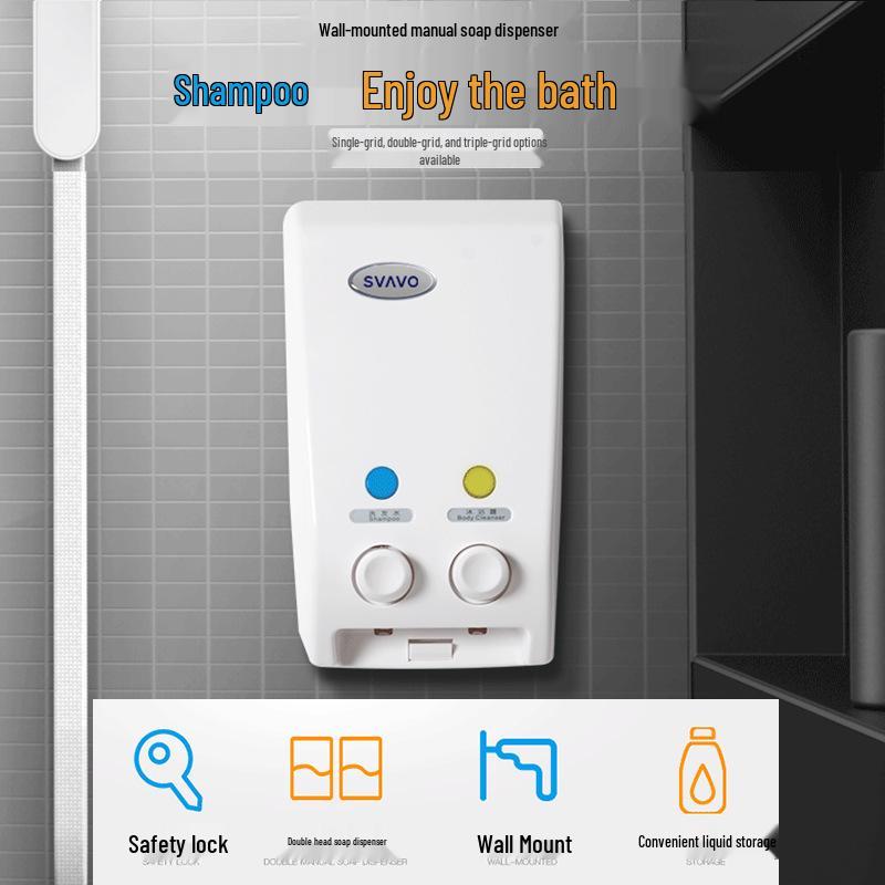 Ruivo Wall-Mounted Triple Soap and Sanitizer Dispenser for Home & Hotel Showers