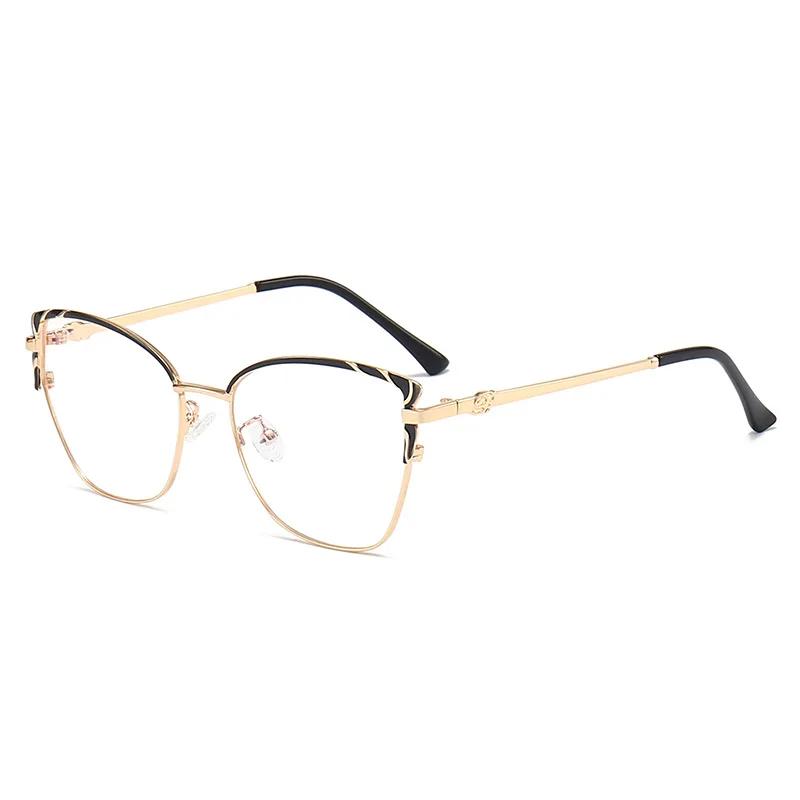 Women'S Cat Eye Glasses Metal Frame Blue Light Blocking Optical Eyewear Artistic Frame Fashionable Eye Glasses For Men Women