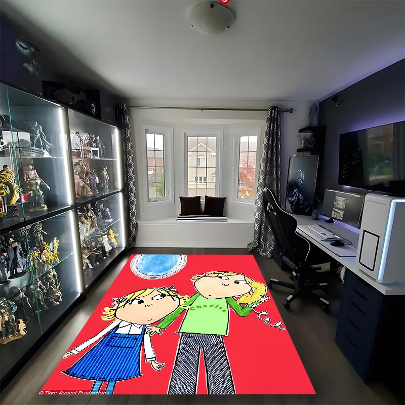 Charlie and Lola Printed Carpet, Rug for Office Chair Living Room Bedroom Kitchen Room Decor Gifts.