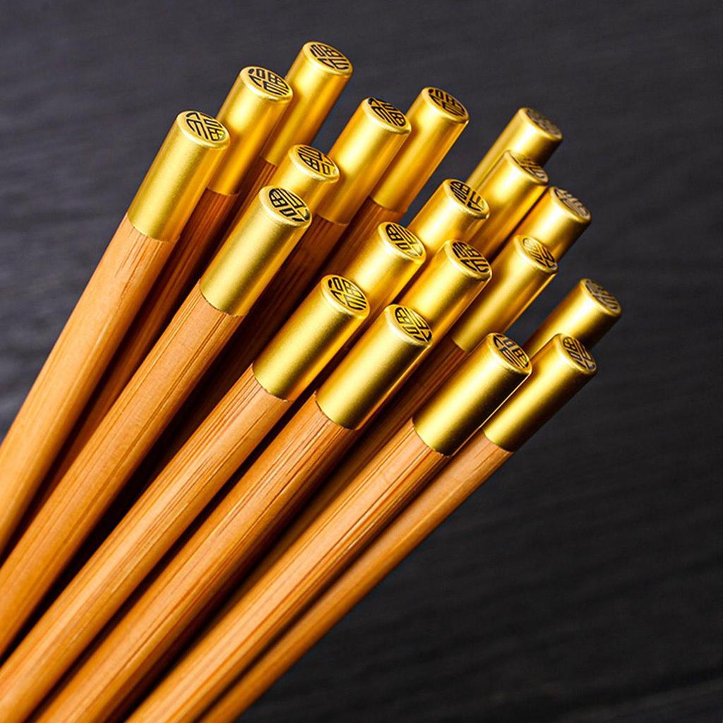 Set de Bețișoare din Oțel Inoxidabil, 5 Perechi, Reutilizabile, Ușoare, Metalice, Japoneze, Chinezești, Coreene, Anti-alunecare, Sigure pentru Mașina de Spălat Vase