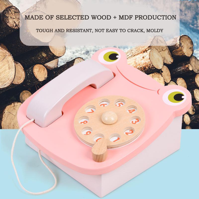 BABIBO Wooden Simulation Frog Telephone Play House Parent-child Interactive Toy Children's Day Gift Baby Cognition