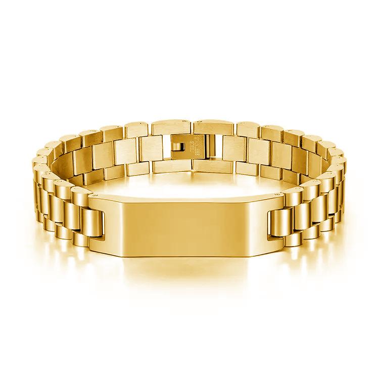 

European and American Fashion Gold-plated Smooth Curved Bracelet Removable Strap Business Titanium Steel Bracelet 2026 12MM+21CM
