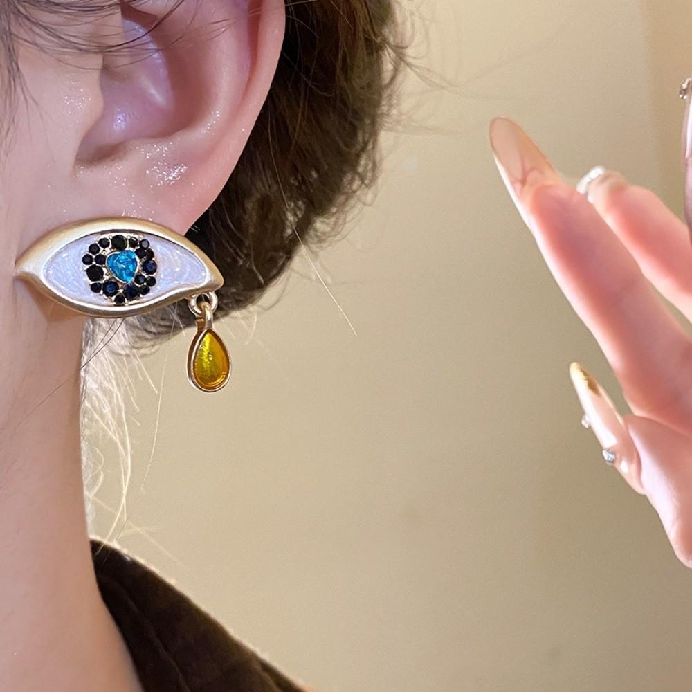 Zircon Devil's Eye Earrings Pleated Crystal Vintage Long Drop Earrings  Party Favors