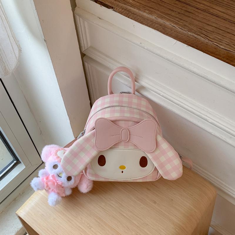 Schoolbag Korean version ins cute pink rabbit backpack female sweet can bow fashion versatile student cute backpack