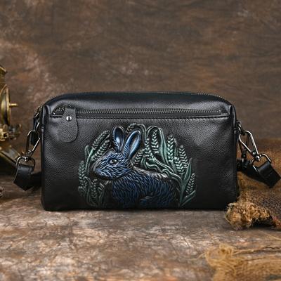 Borsa da donna vintage versatile in vera pelle Borse a tracolla e a tracolla piccole in vera pelle bovina con goffratura animale
