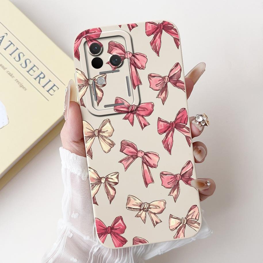 Für Vivo V30 V2318 Hülle V30 Pro V2319 Cover Beliebte Blumen Schleife Weiche Flüssigsilikon Handyhüllen Für Vivo S18 Pro V 30 Fundas