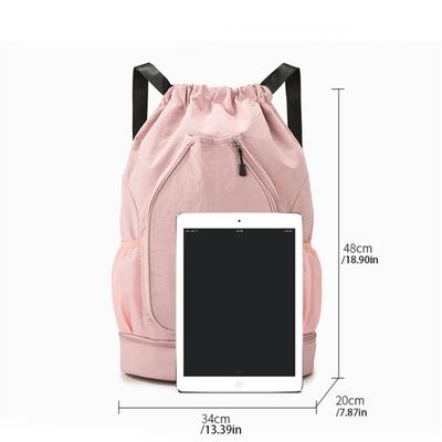2 Rackets Tennis Racket Backpack Large Capacity Waterproof Badminton Sports Bag with Shoes Pocket Drawstring Closure