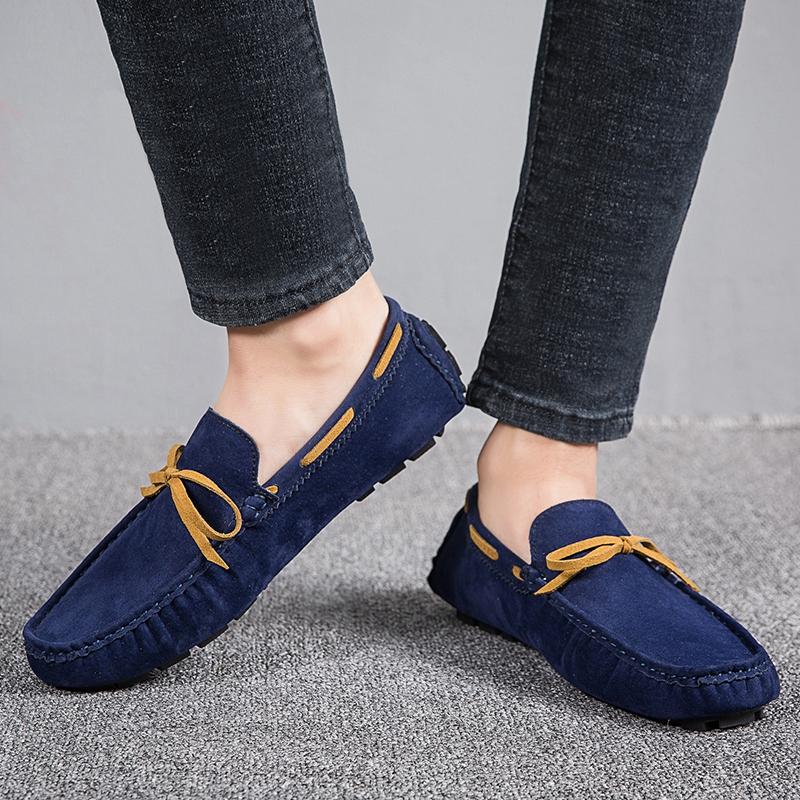 Damen Komfort Flats Casual Slip on Herren Mokassins Loafer Fahrschuhe Unisex Übergröße Wildlederschuhe Grün