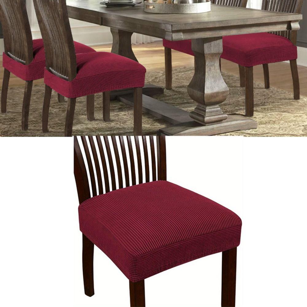 2 Piece Washable Jacquard Chair Seat Cover Anti-Dust Elastic Dining Chair Seat Slipcover Breathable Removable