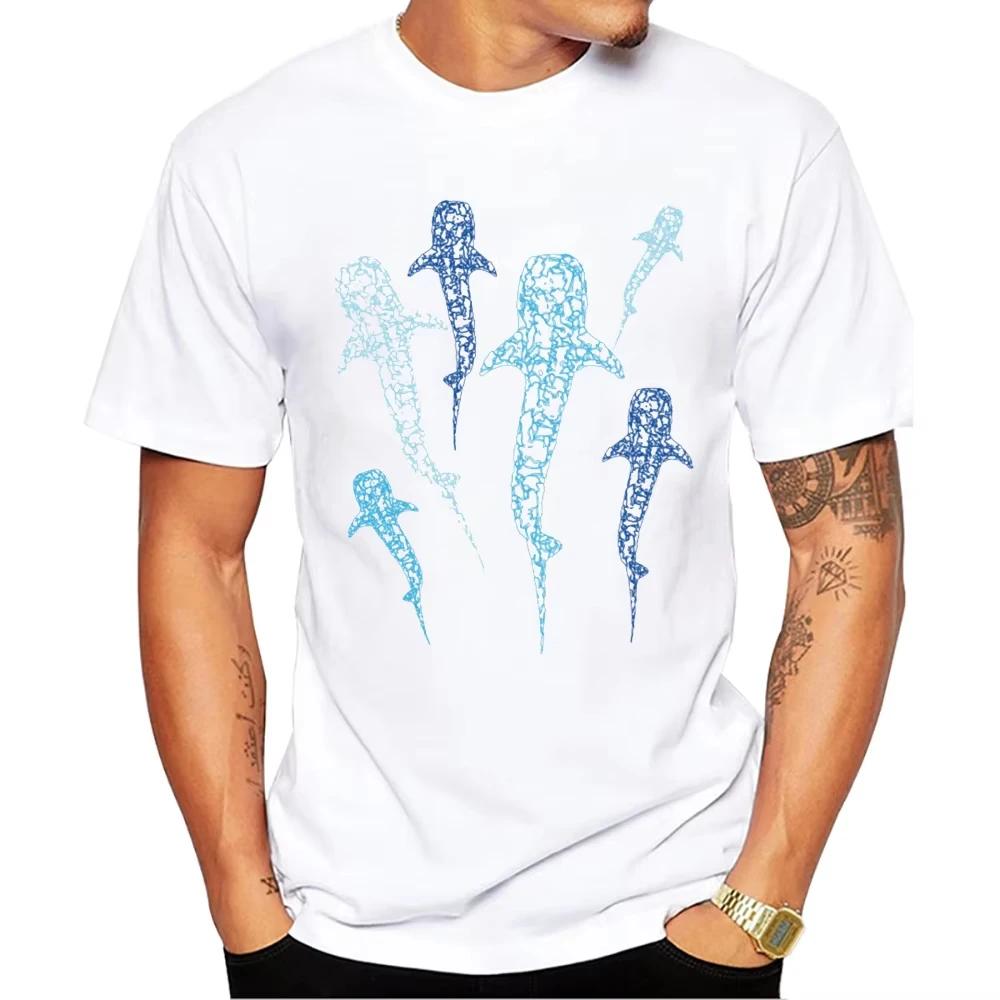 TEEHUB Top Vintage Squalo Balena Cerchio Martello Sciame Stampa T-Shirt 2D da Uomo Girocollo Abbigliamento Uomo Manica Corta