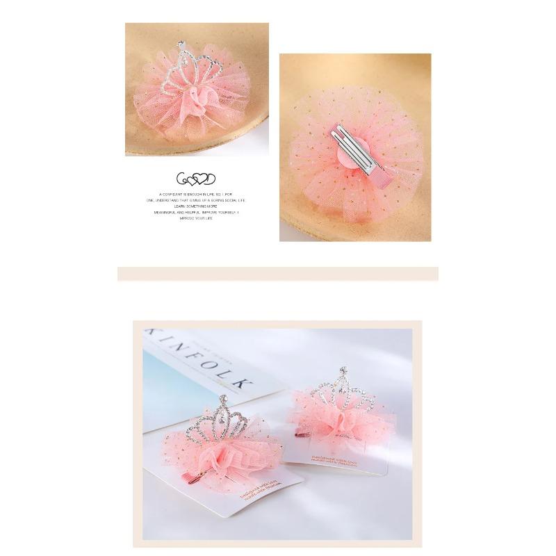 Barnkrona Barrettes Sidoklämma Födelsedag Huvudbonad Nät Prinsesserie Flickhårnål Snäpp Hårspännen Hårspännen för Flickor