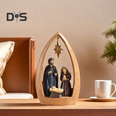 Helig familj Hartsfigur Nativity Adventsstaty Josef Jungfru Maria Jesu födelse Skulptur Hemmakontor Skrivbordsdekoration Prydnad