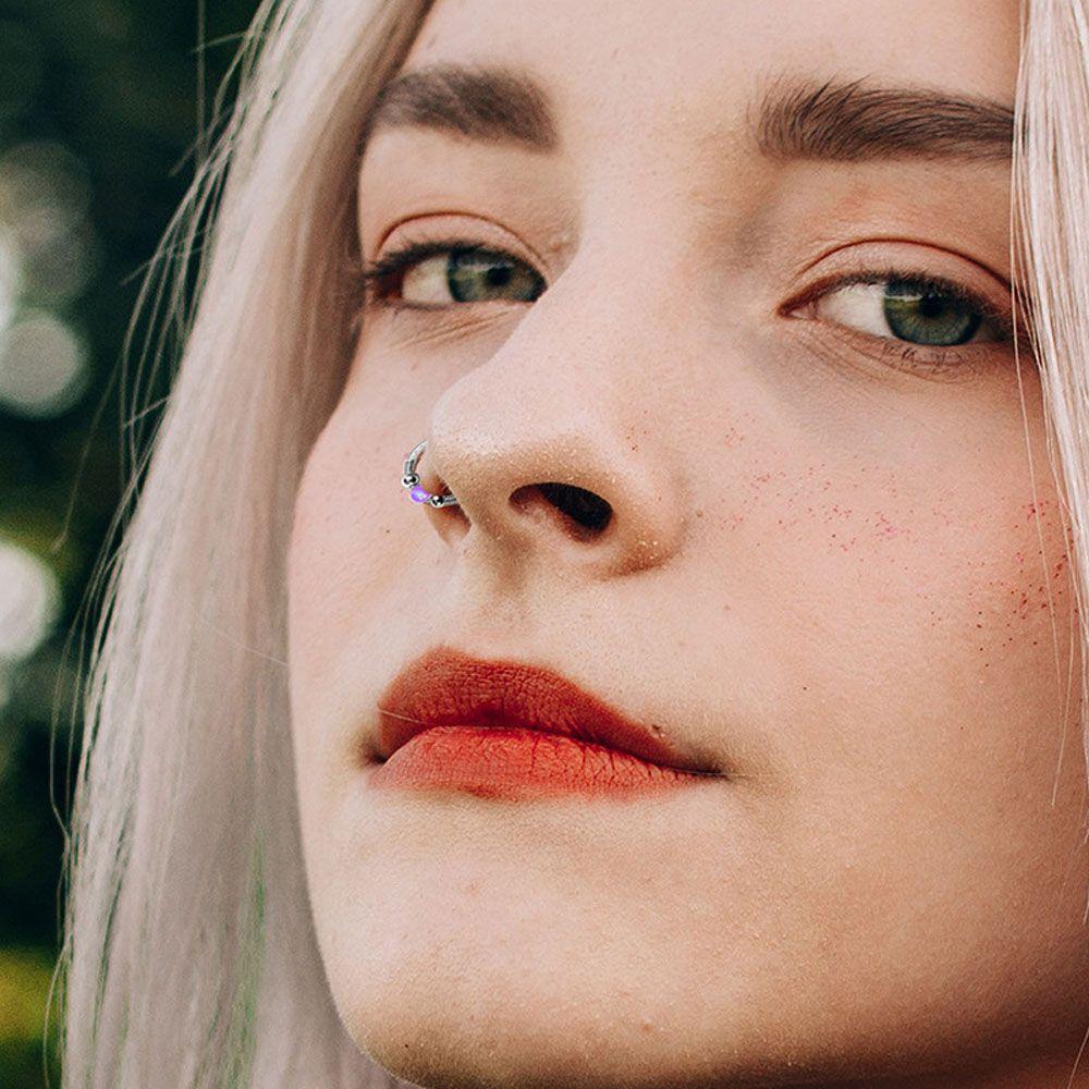 Opal Accessories Lip Nail Stainless Steel Hoop Earrings Nose Rings Lip Rings Body Piercing Jewelry