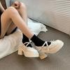 Mode Damen Mary Jane Schuhe mit Blockabsatz Frühling Pumps mit runder Zehenpartie Mode Plateau Schuhe für Damen Kleid Studenten Damen Lolita Schuhe