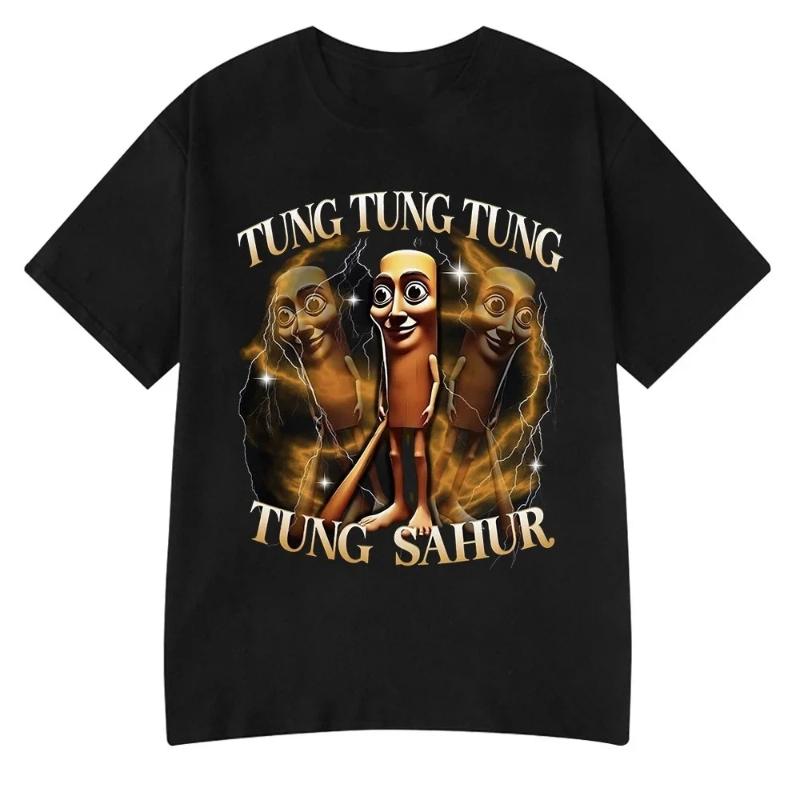 Italiano Brainrot Tralalero Tralala Tung Tung Tung Sahur Bombardiro Coccodrillo Maglietta Meme Divertente Uomo Donna Magliette di Cotone Y2k Top