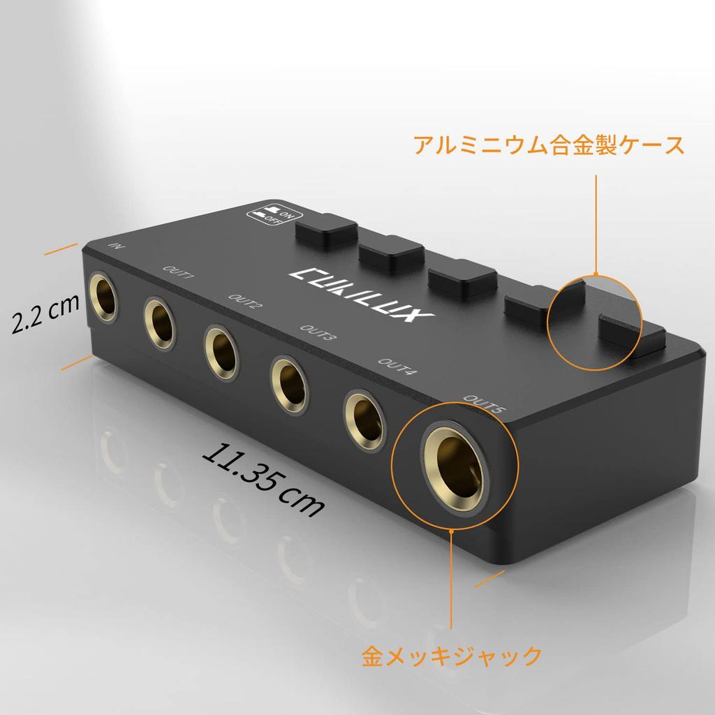 Cubilux Audio 5 Splitter with 1 Input 5 Output Mm Earphone 5 Way Music Electronic Instrument Signal Splitter 6.35mm Switch, 6.35 Splitter, 1/4