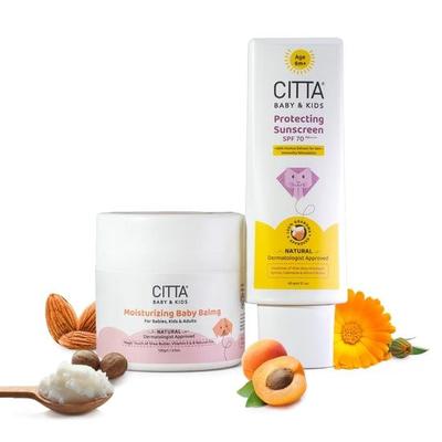 CITTA Nawilżający Balsam dla Dzieci 100g & Ochronny Krem Przeciwsłoneczny SPF 70 Zestaw | Niemowlęta i Dzieci | Delikatny dla skóry | Odżywia i chroni