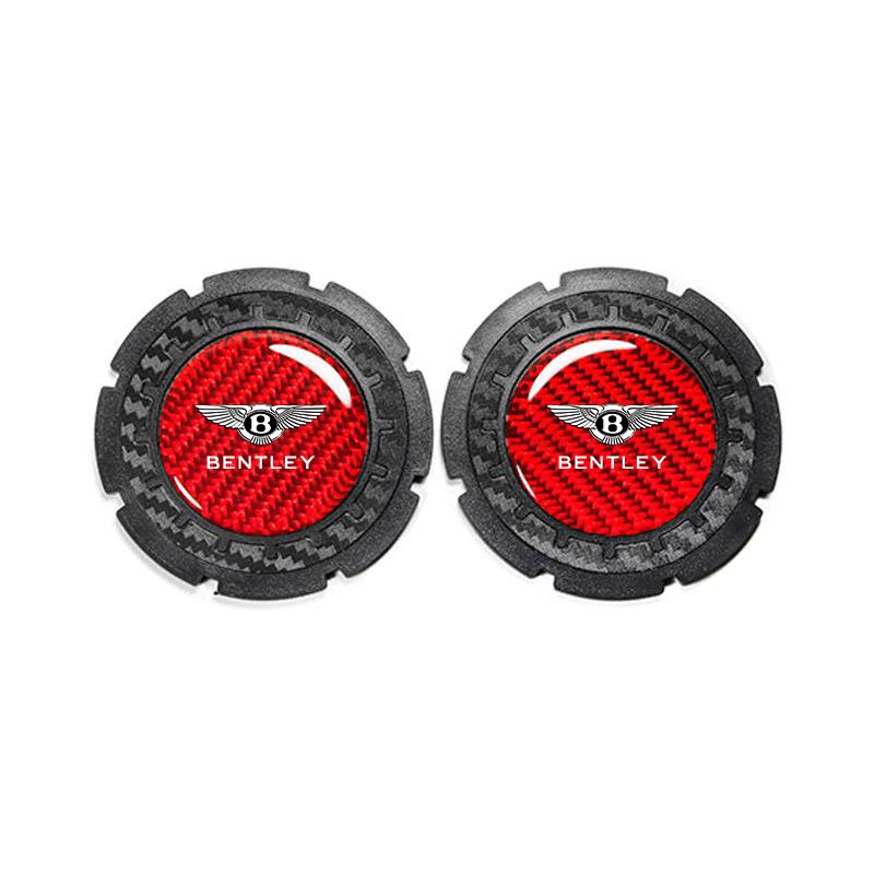 2PCS Carbon Fiber Car Water Cup Pads Decorative Coaster For New Bentley Flying Spur Continental GT Bentayga Mulsanne Accessories