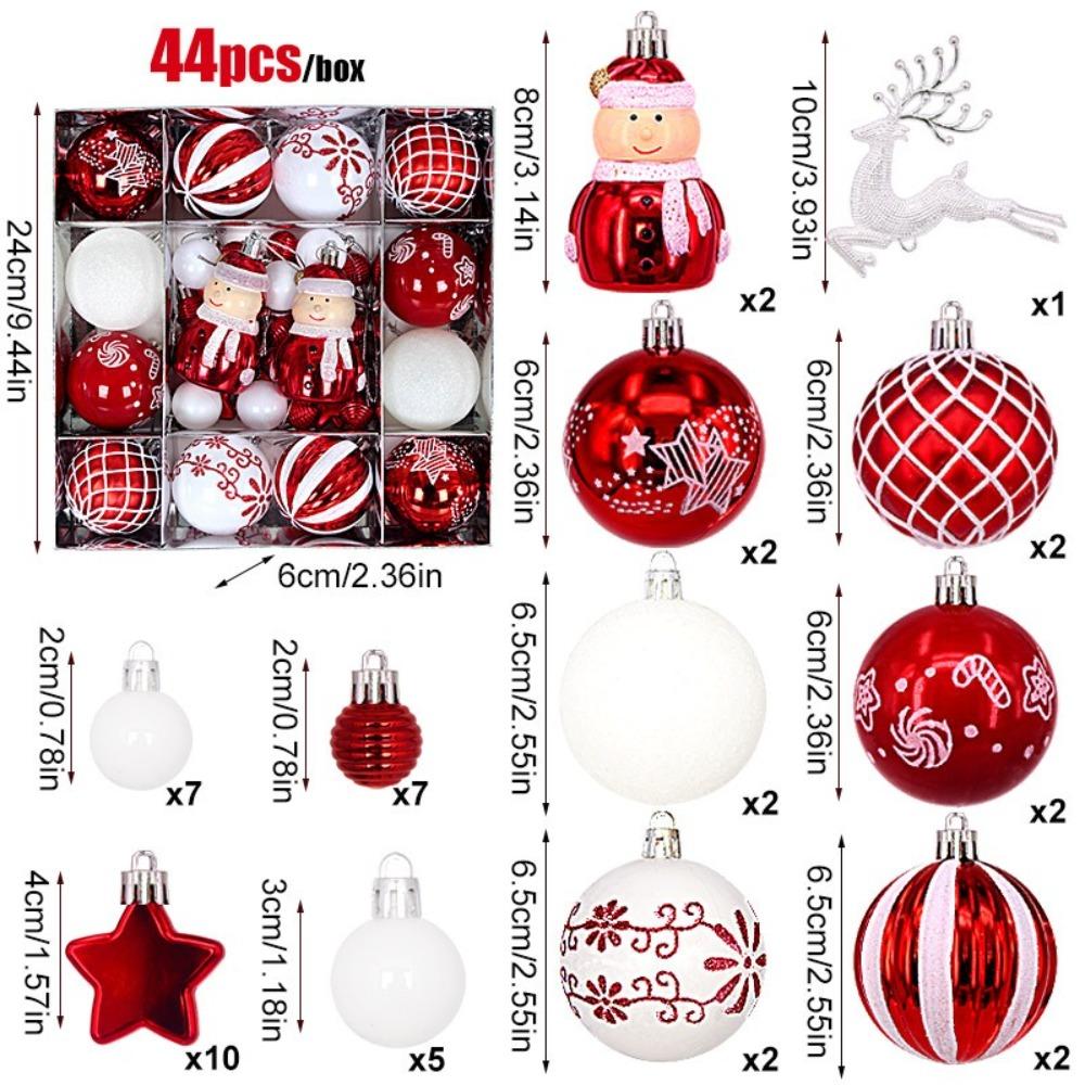 Plastic Christmas Ball Pendant Round Ball Colored Ball Christmas Tree Decoration Painted Christmas Party Decoration