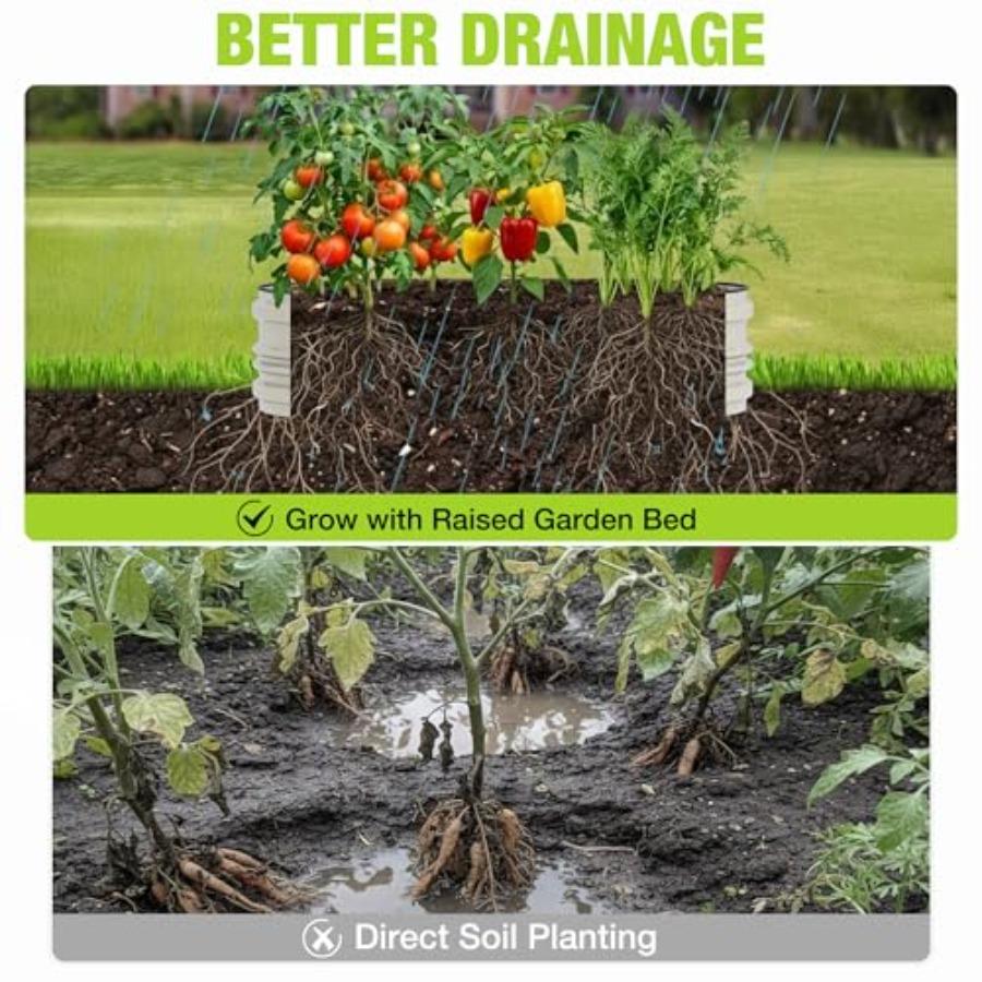 2PK 4x2x1ft Outdoor Galvanized Raised Garden Bed Kit Rust Corrosion Protection Easy Assembly Safe Edge Ideal for Vegetables Flo