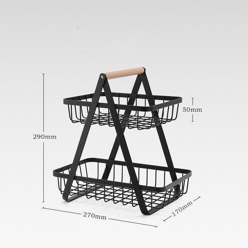 2 Tier Fruit Basket Bowl for Kitchen Counter,Bread Vegetable Fruit Basket Bowl Stand,Detachable Metal Basket Storage