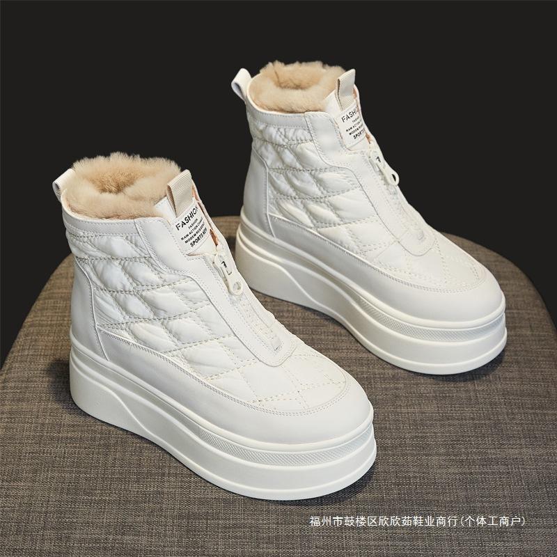 Rabbit Fur Snow Boots Women 2 Winter Velvet Snow Cotton Platform Cotton Shoes Winter Shoes Women's Shoes Wear White Shoes Women
