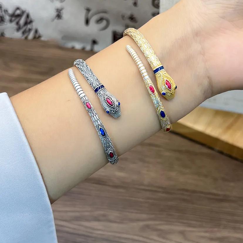 Exaggerated Irregular Color Bracelet, Snake Zodiac, Retro Literary and Ethnic Style