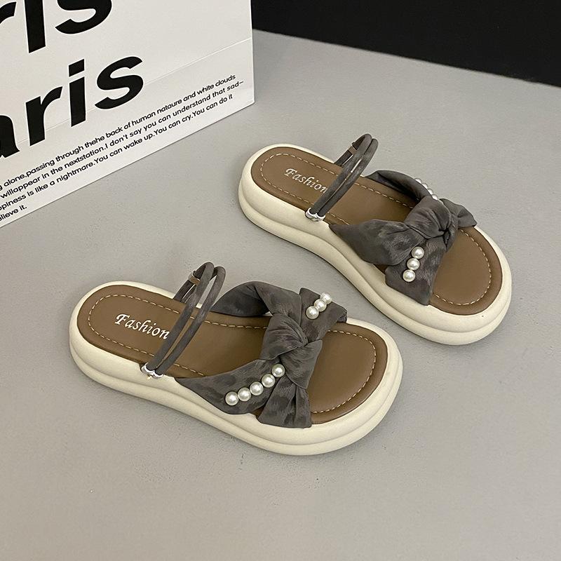 Fairy style slippers female summer wear thick-bottomed foreign style beautiful not tired foot muffin slippers 2025 new thick-bottomed sandals